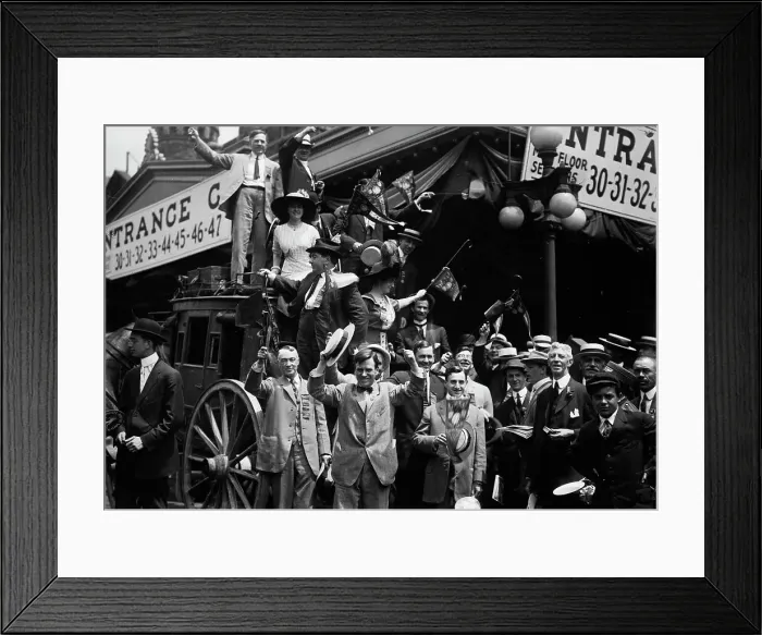 Framed Print : California delegates cheering on stagecoach at the 1912 Republican National Conv... June 18-22, 1912 Creator: Bain News Service Framed Print : California delegates cheering on stagecoach at the 1912 Republican National Conv... June 18-22, 1912 Creator: Bain News Service