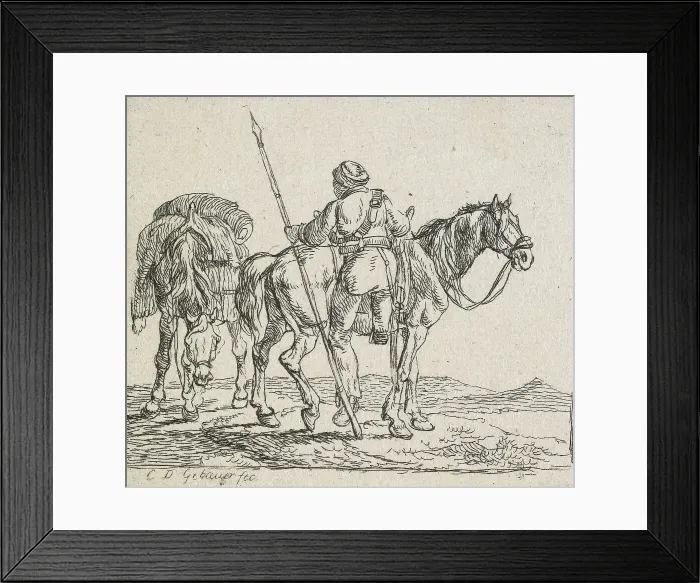 Framed Print : No title - (Lancer mounting horse), 1792-1831. Creator: Christian David Gebauer Framed Print : No title - (Lancer mounting horse), 1792-1831. Creator: Christian David Gebauer