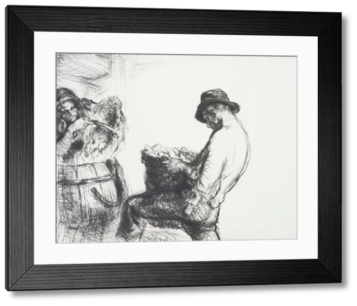 Framed Print : Farm hands, 1922. Creator: Edmund Blampied Framed Print : Farm hands, 1922. Creator: Edmund Blampied