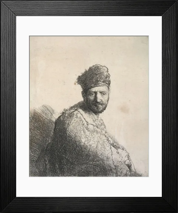Framed Print : Bearded man, in a furred oriental cap and robe, 1631. Creator: Rembrandt Harmensz van Rijn Framed Print : Bearded man, in a furred oriental cap and robe, 1631. Creator: Rembrandt Harmensz van Rijn