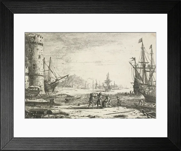 Framed Print : Harbour with a large tower, c.1641. Creator: Claude Lorrain Framed Print : Harbour with a large tower, c.1641. Creator: Claude Lorrain