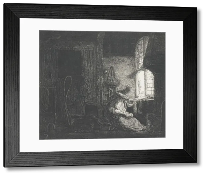 Framed Print : Holy Family in an interior, 1643-5. Creator: Ferdinand Bol Framed Print : Holy Family in an interior, 1643-5. Creator: Ferdinand Bol
