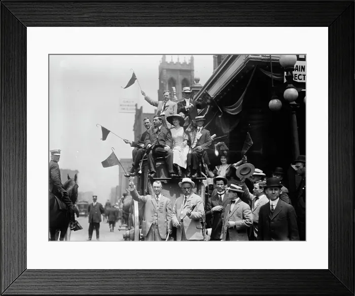 Framed Print : California delegates cheering on stagecoach at the 1912 Republican National Conv... June 18-22, 1912 Creator: Bain News Service Framed Print : California delegates cheering on stagecoach at the 1912 Republican National Conv... June 18-22, 1912 Creator: Bain News Service