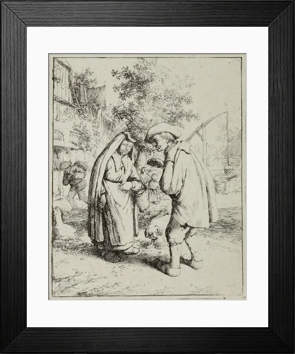 Framed Print : Man and woman talking, 1650? Creator: Adriaen van Ostade Framed Print : Man and woman talking, 1650? Creator: Adriaen van Ostade