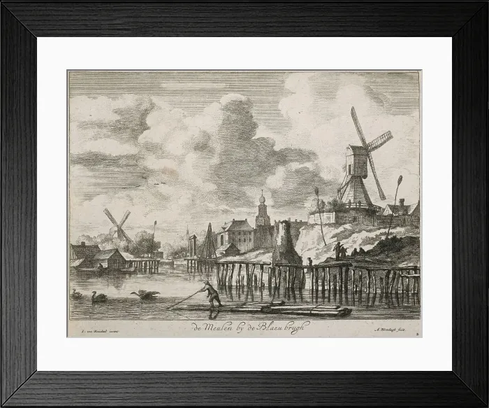 Framed Print : Views of Amsterdam. Plate 3. De Meulende Blaeu brugh, 1663-1690. Creator: Abraham Blooteling Framed Print : Views of Amsterdam. Plate 3. De Meulende Blaeu brugh, 1663-1690. Creator: Abraham Blooteling