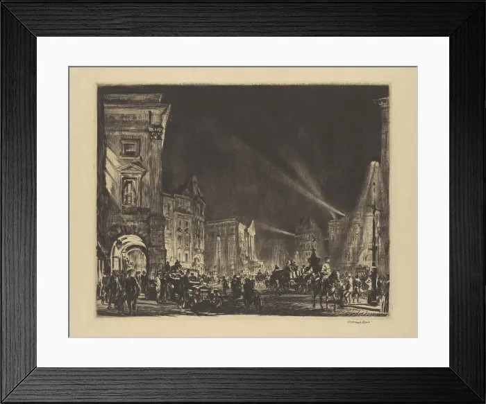 Framed Print : Piccadilly Circus, 1915. Creator: David Muirhead Bone Framed Print : Piccadilly Circus, 1915. Creator: David Muirhead Bone