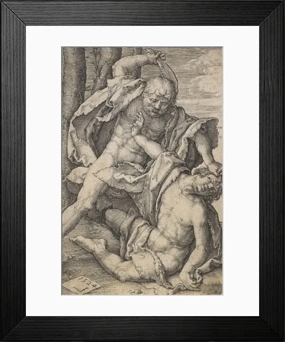 Framed Print : Cain killing Abel, 1524. Creator: Lucas van Leyden Framed Print : Cain killing Abel, 1524. Creator: Lucas van Leyden