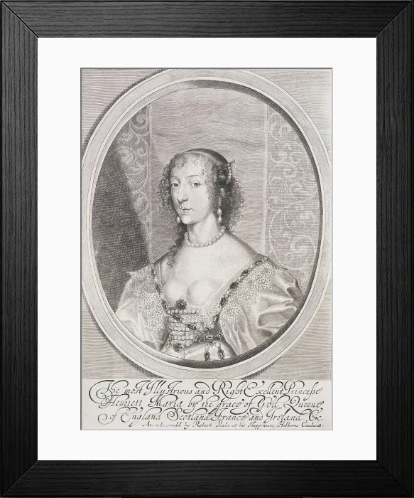 Framed Print : Queen Henrietta Maria, 1640-1642. Creator: William Faithorne Framed Print : Queen Henrietta Maria, 1640-1642. Creator: William Faithorne