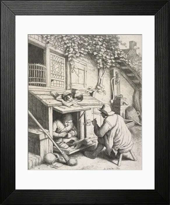 Framed Print : The cobbler, 1671. Creator: Adriaen van Ostade Framed Print : The cobbler, 1671. Creator: Adriaen van Ostade