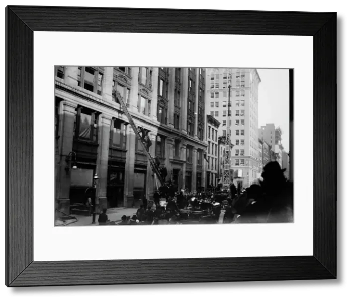 Framed Print : Fire rescue work, 1912. Creator: Bain News Service Framed Print : Fire rescue work, 1912. Creator: Bain News Service
