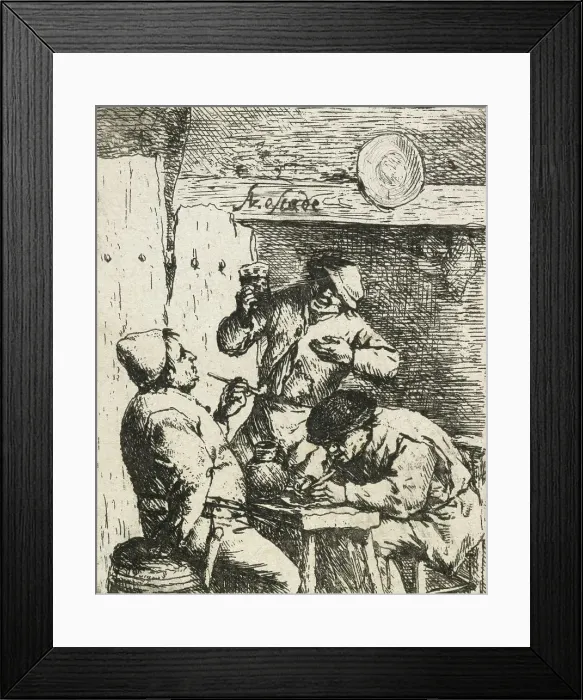 Framed Print : The smoker and the drinker, 1650?. Creator: Adriaen van Ostade Framed Print : The smoker and the drinker, 1650?. Creator: Adriaen van Ostade