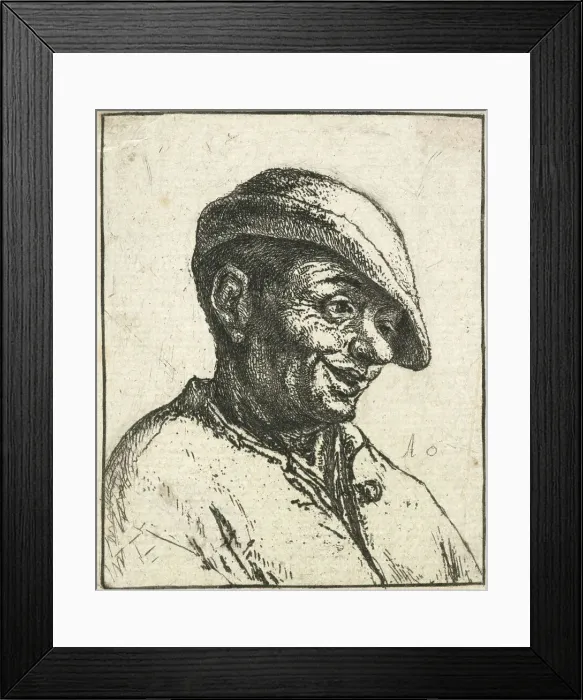 Framed Print : Bust of a laughing peasant, 1672. Creator: Adriaen van Ostade Framed Print : Bust of a laughing peasant, 1672. Creator: Adriaen van Ostade
