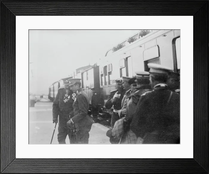 Framed Print : King Ferd. whispers to Prince Boris, (1912?). Creator: Bain News Service Framed Print : King Ferd. whispers to Prince Boris, (1912?). Creator: Bain News Service