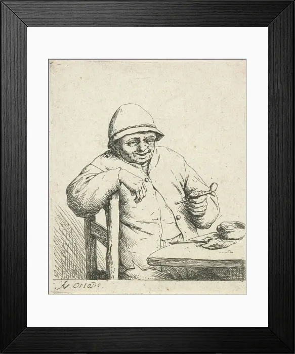 Framed Print : Smoker leaning on the back of a chair, 1672. Creator: Adriaen van Ostade Framed Print : Smoker leaning on the back of a chair, 1672. Creator: Adriaen van Ostade
