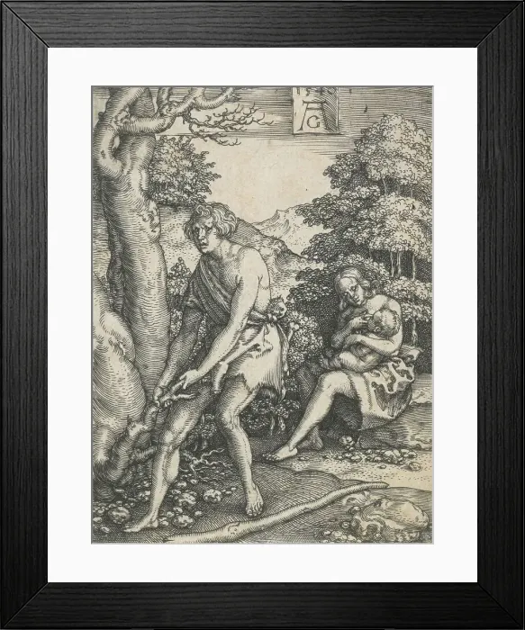 Framed Print : Adam and Eve at work. From: The story of Adam and Eve, 1540. Creator: Heinrich Aldegrever Framed Print : Adam and Eve at work. From: The story of Adam and Eve, 1540. Creator: Heinrich Aldegrever
