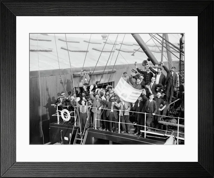 Framed Print : Greeks departing on MADONNA, 1912. Creator: Bain News Service Framed Print : Greeks departing on MADONNA, 1912. Creator: Bain News Service