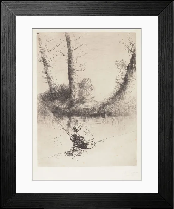 Framed Print : Angler (Le pêcheur à la ligne), 1877-1878. Creator: Alphonse Legros Framed Print : Angler (Le pêcheur à la ligne), 1877-1878. Creator: Alphonse Legros