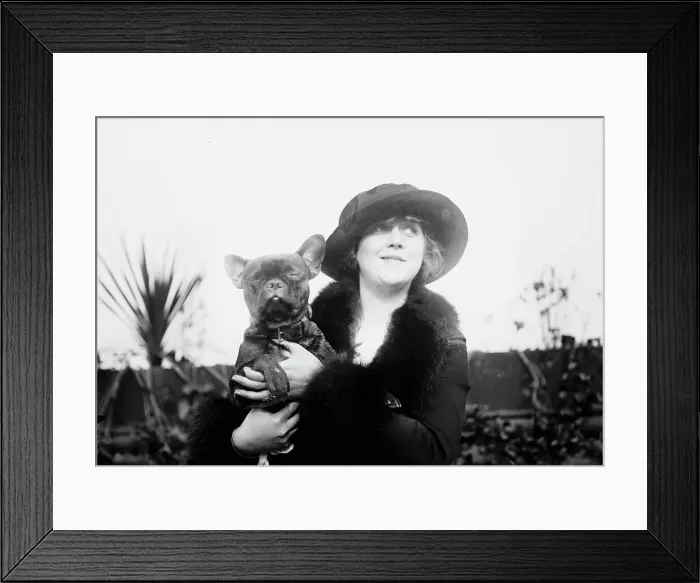 Framed Print : Mrs. Malcolm Strauss & Beaux Attos [i.e. Athos], between c1910 and c1915. Creator: Bain News Service