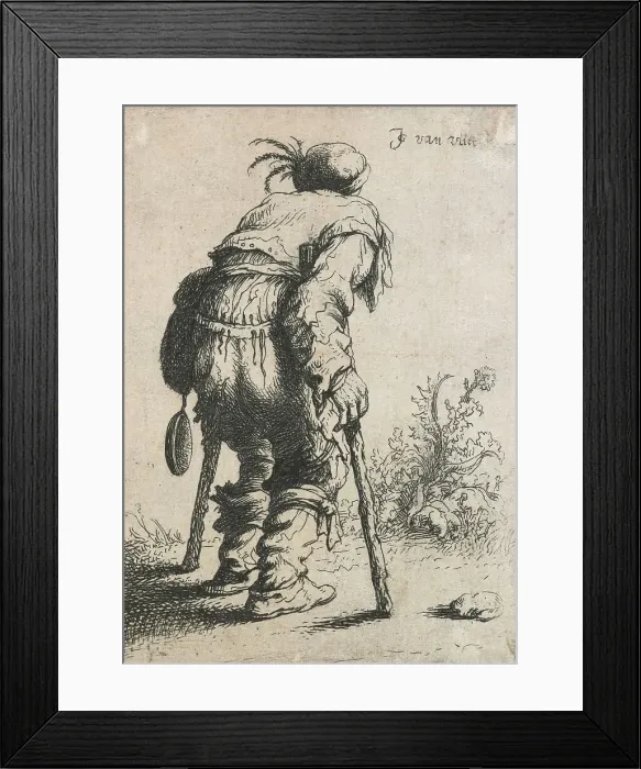 Framed Print : Beggar with two crutches, 1632. Creator: Jan Georg van Vliet Framed Print : Beggar with two crutches, 1632. Creator: Jan Georg van Vliet