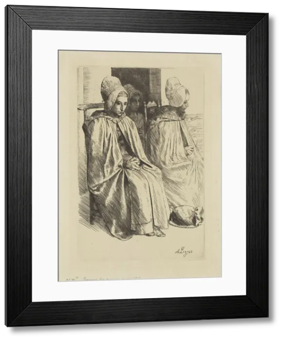 Framed Print : Paysannes des Environs de Boulogne (Peasant women from near Boulogne), 1873. Creator: Alphonse Legros