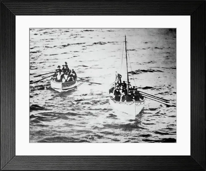 Framed Print : TITANIC life boats on way to CARPATHIA, 1912. Creators: Bain News Service, J W Barker Framed Print : TITANIC life boats on way to CARPATHIA, 1912. Creators: Bain News Service, J W Barker