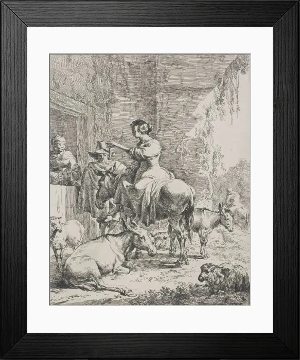 Framed Print : The rest before the inn, c.1652-55. Creator: Nicolaes Berchem Framed Print : The rest before the inn, c.1652-55. Creator: Nicolaes Berchem