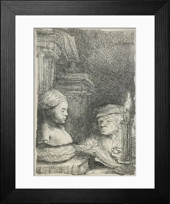 Framed Print : Man drawing from a cast, c.1641. Creator: Rembrandt Harmensz van Rijn Framed Print : Man drawing from a cast, c.1641. Creator: Rembrandt Harmensz van Rijn