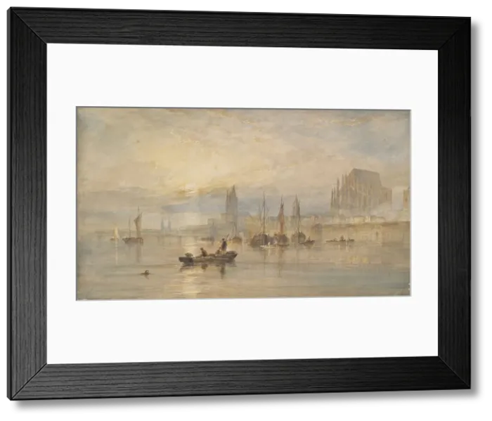 Framed Print : Harbour at sunset, 1820s. Creator: Richard Parkes Bonington Framed Print : Harbour at sunset, 1820s. Creator: Richard Parkes Bonington