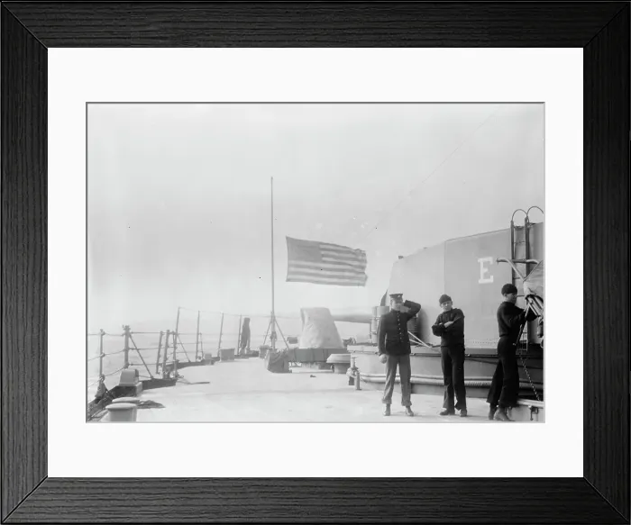 Framed Print : Flag at 1 / 2 mast on FLORIDA 1 / 13, 1913. Creator: Bain News Service Framed Print : Flag at 1 / 2 mast on FLORIDA 1 / 13, 1913. Creator: Bain News Service
