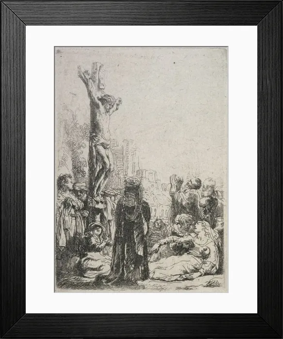Framed Print : The crucifixion: small plate, c.1635. Creator: Rembrandt Harmensz van Rijn Framed Print : The crucifixion: small plate, c.1635. Creator: Rembrandt Harmensz van Rijn