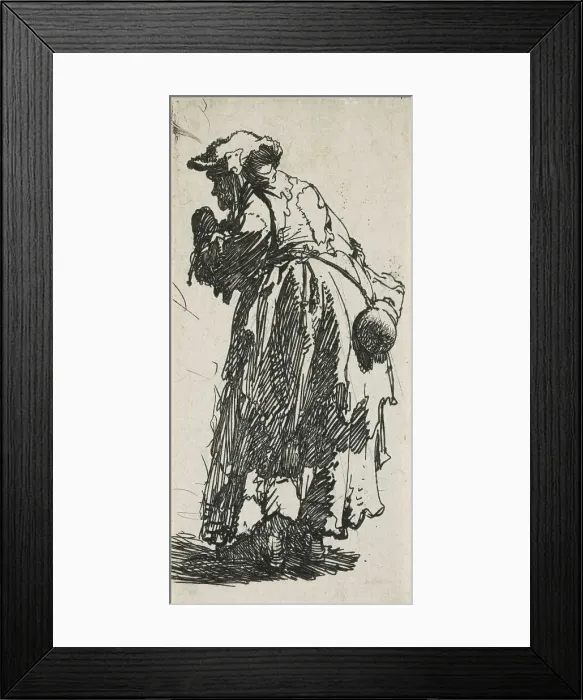 Framed Print : Old beggar woman with a gourd, c.1629. Creator: Rembrandt Harmensz van Rijn Framed Print : Old beggar woman with a gourd, c.1629. Creator: Rembrandt Harmensz van Rijn