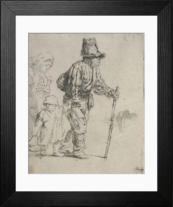 Framed Print : Peasant family on the tramp, c.1652. Creator: Rembrandt Harmensz van Rijn Framed Print : Peasant family on the tramp, c.1652. Creator: Rembrandt Harmensz van Rijn