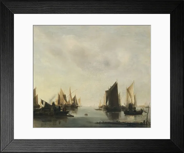 Framed Print : Coastal Scene with Sailing Vessels, 1655. Creator: Jan van de Cappelle Framed Print : Coastal Scene with Sailing Vessels, 1655. Creator: Jan van de Cappelle