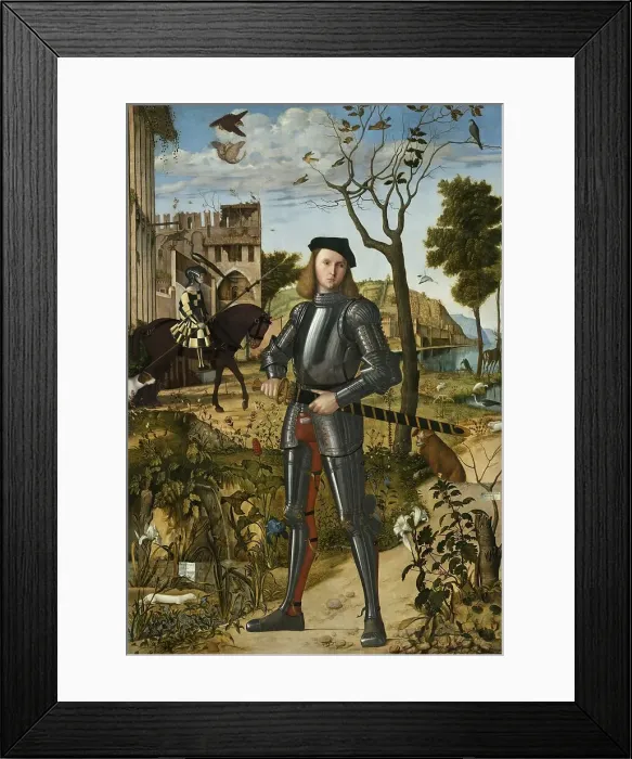Framed Print : Young Knight in a Landscape, 1505. Creator: Vittore Carpaccio Framed Print : Young Knight in a Landscape, 1505. Creator: Vittore Carpaccio