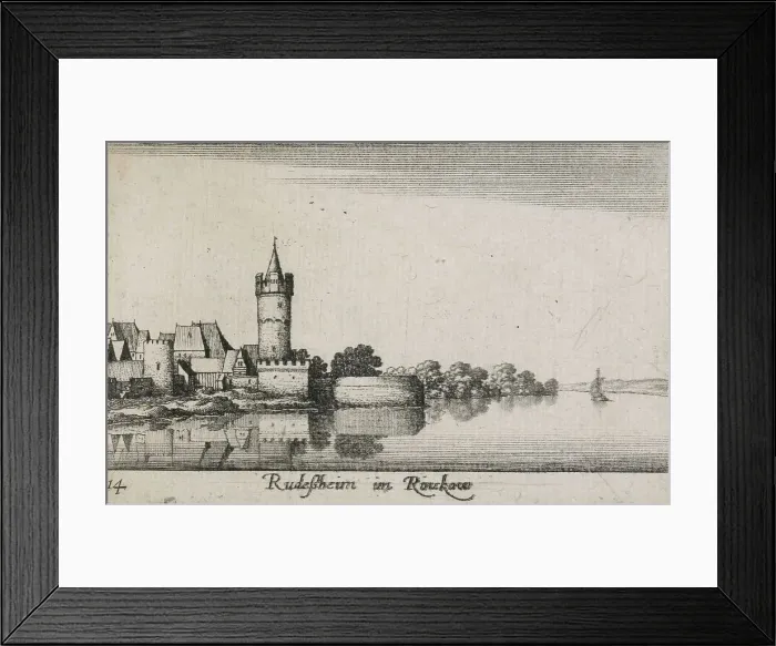 Framed Print : Amoenissimæ aliquot locorum... effigies. Plate 14. Rudeßheim im Rinckow, 1635. Creator: Wenceslaus Hollar Framed Print : Amoenissimæ aliquot locorum... effigies. Plate 14. Rudeßheim im Rinckow, 1635. Creator: Wenceslaus Hollar