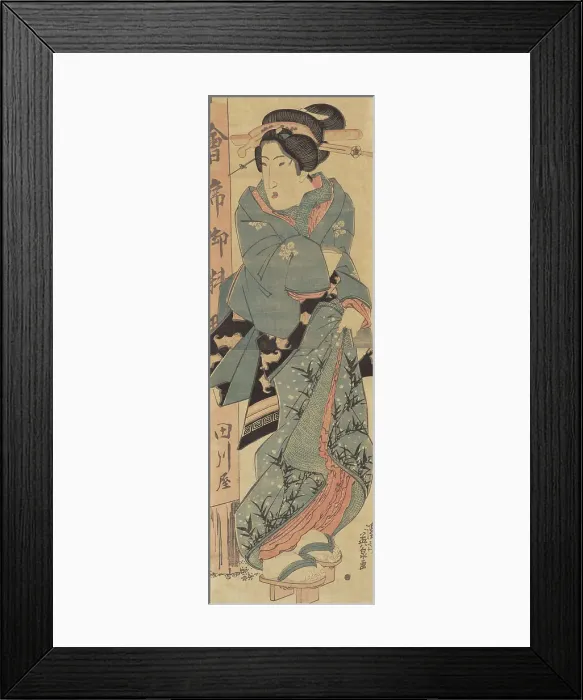 Framed Print : Woman in front of the Tagawaya Teahouse, 1815-1842. Creator: Ikeda Eisen Framed Print : Woman in front of the Tagawaya Teahouse, 1815-1842. Creator: Ikeda Eisen