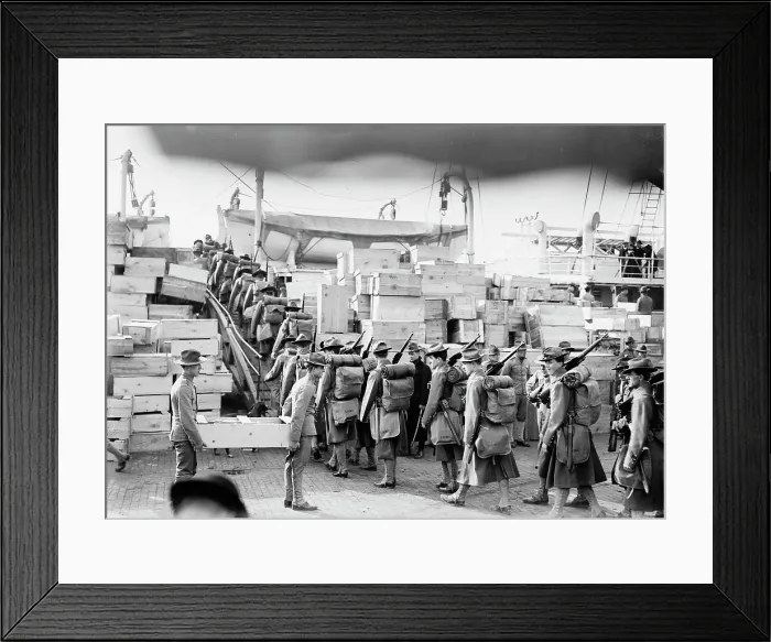 Framed Print : Marines boarding MEADE, 1913. Creator: Bain News Service Framed Print : Marines boarding MEADE, 1913. Creator: Bain News Service