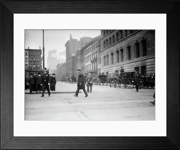 Framed Print : Morgan funeral - police guard Stuyvesant Sq. 1913. Creator: Bain News Service Framed Print : Morgan funeral - police guard Stuyvesant Sq. 1913. Creator: Bain News Service