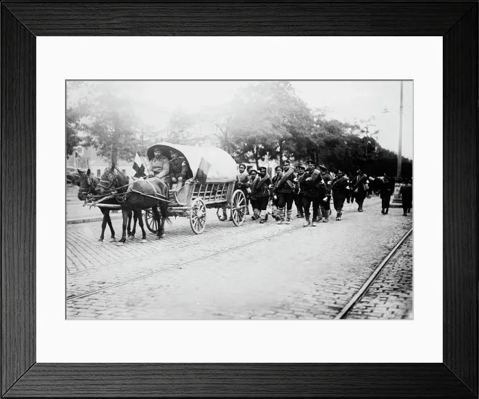 Framed Print : Bulgarian ambulance going to front, between c1910 and c1915. Creator: Bain News Service Framed Print : Bulgarian ambulance going to front, between c1910 and c1915. Creator: Bain News Service