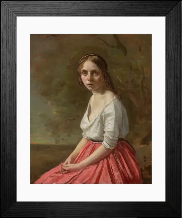 Framed Print : Young Woman In A Pink Skirt, c1845-50. Creator: Jean-Baptiste-Camille Corot Framed Print : Young Woman In A Pink Skirt, c1845-50. Creator: Jean-Baptiste-Camille Corot