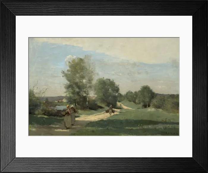 Framed Print : Road By The Water, c1865-70. Creator: Jean-Baptiste-Camille Corot Framed Print : Road By The Water, c1865-70. Creator: Jean-Baptiste-Camille Corot