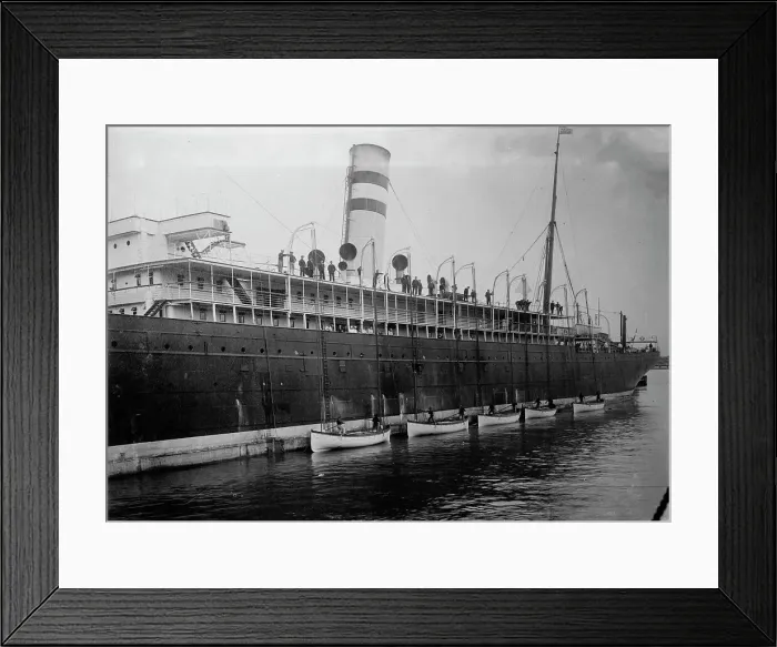 Framed Print : Life boats launched, Holland America line, between c1910 and c1915. Creator: Bain News Service Framed Print : Life boats launched, Holland America line, between c1910 and c1915. Creator: Bain News Service
