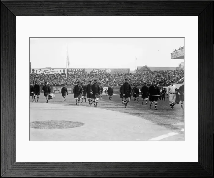 Framed Print : New York Giants walk onto the field at the Polo Grounds New York prior to Game One of the 1912.... Creator: Bain News Service Framed Print : New York Giants walk onto the field at the Polo Grounds New York prior to Game One of the 1912.... Creator: Bain News Service