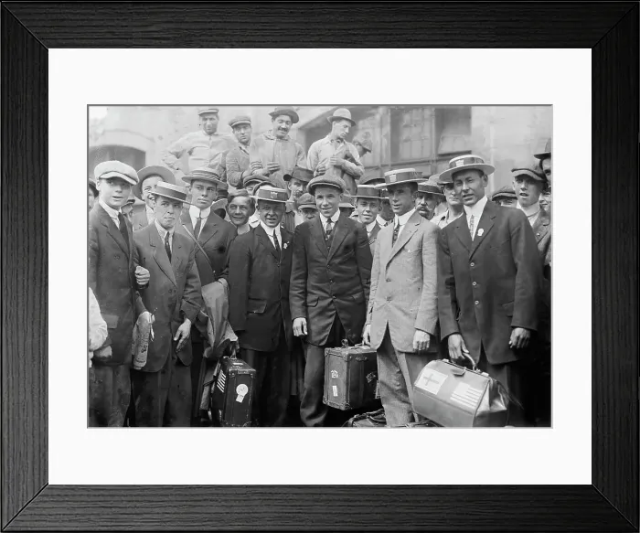 Framed Print : Olympic athletes arrive. Thos. H. Lilley, Andrew Sockalexis, 1912. Creator: Bain News Service Framed Print : Olympic athletes arrive. Thos. H. Lilley, Andrew Sockalexis, 1912. Creator: Bain News Service