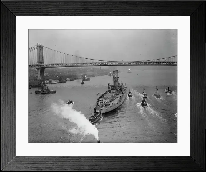 Framed Print : WYOMING from Brooklyn Bridge, between c1910 and c1915. Creator: Bain News Service Framed Print : WYOMING from Brooklyn Bridge, between c1910 and c1915. Creator: Bain News Service