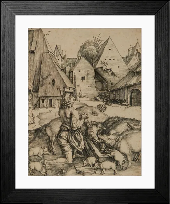 Framed Print : The Prodigal Son, c1496. Creator: Albrecht Durer