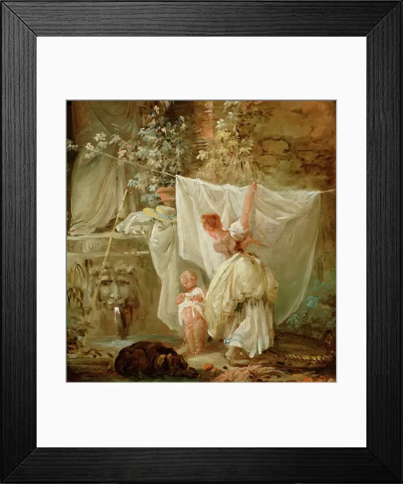 Framed Print : Laundress And Child, 1761. Creator: Hubert Robert Framed Print : Laundress And Child, 1761. Creator: Hubert Robert