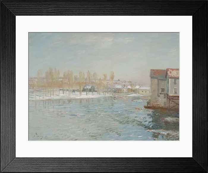 Framed Print : The Loing And The Mills Of Moret, Snow Effect, 1891. Creator: Alfred Sisley Framed Print : The Loing And The Mills Of Moret, Snow Effect, 1891. Creator: Alfred Sisley