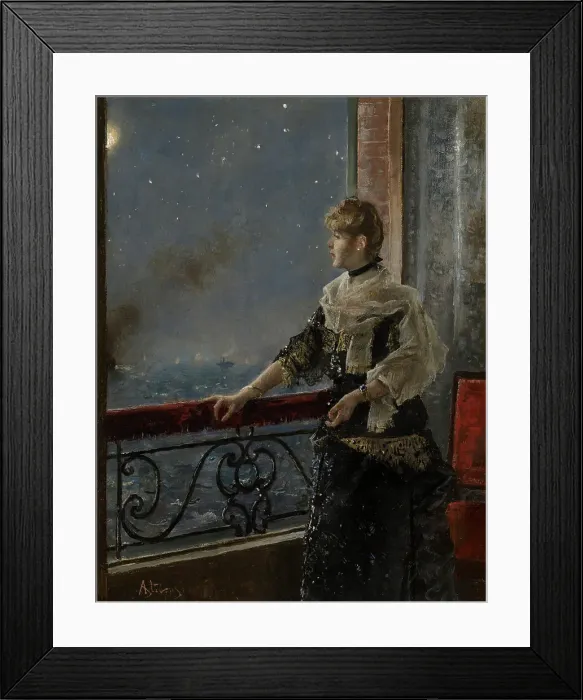 Framed Print : Moonlight (Au Clair De La Lune), c1885. Creator: Alfred Stevens Framed Print : Moonlight (Au Clair De La Lune), c1885. Creator: Alfred Stevens