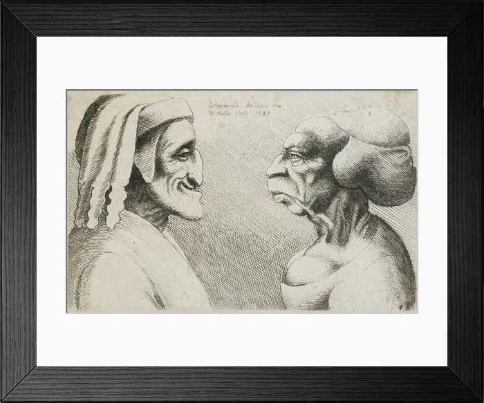 Framed Print : Caricatures and deformities after Leonardo. Two distorted heads, 1645. Creator: Wenceslaus Hollar Framed Print : Caricatures and deformities after Leonardo. Two distorted heads, 1645. Creator: Wenceslaus Hollar